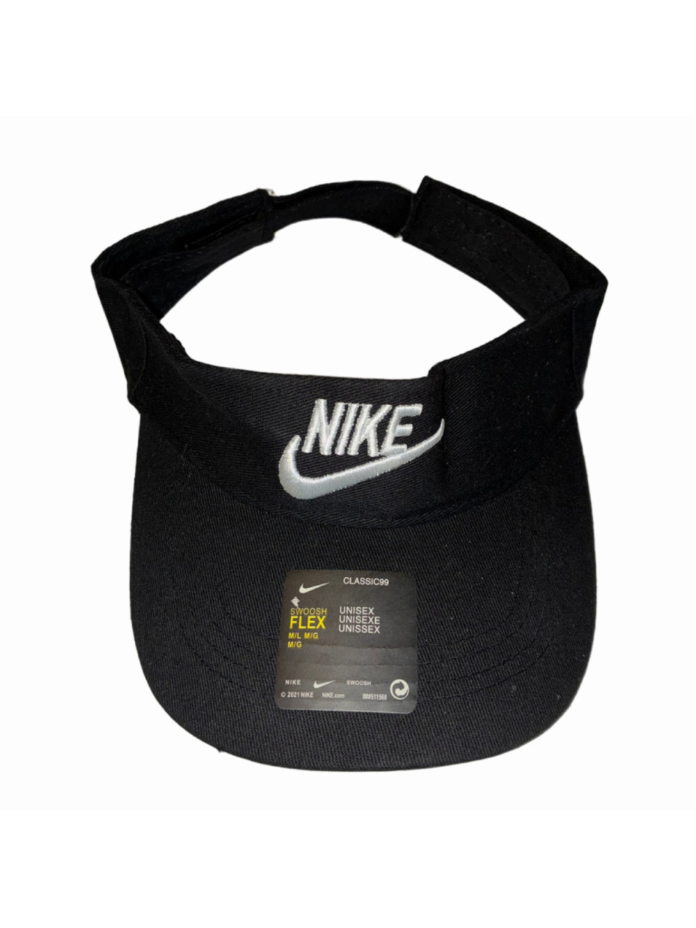 Nike Unisex Classic99 Swoosh Flex Visor Hat Black White Medium Large NWT